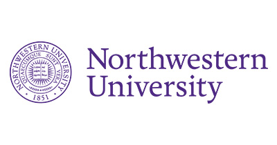 The logo for northwestern university is purple and has a seal on it.