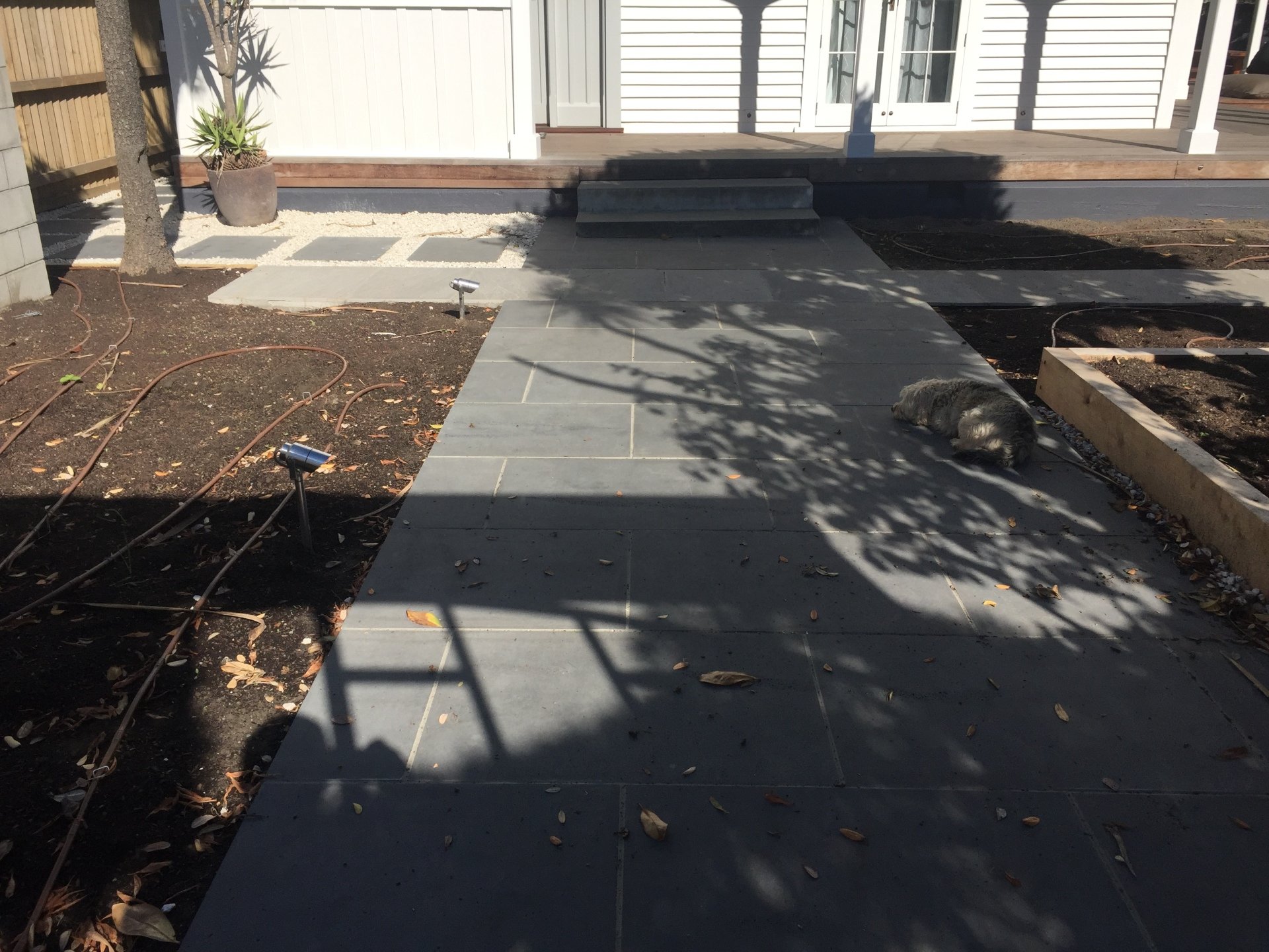 View of the area after under construction for landscaping 