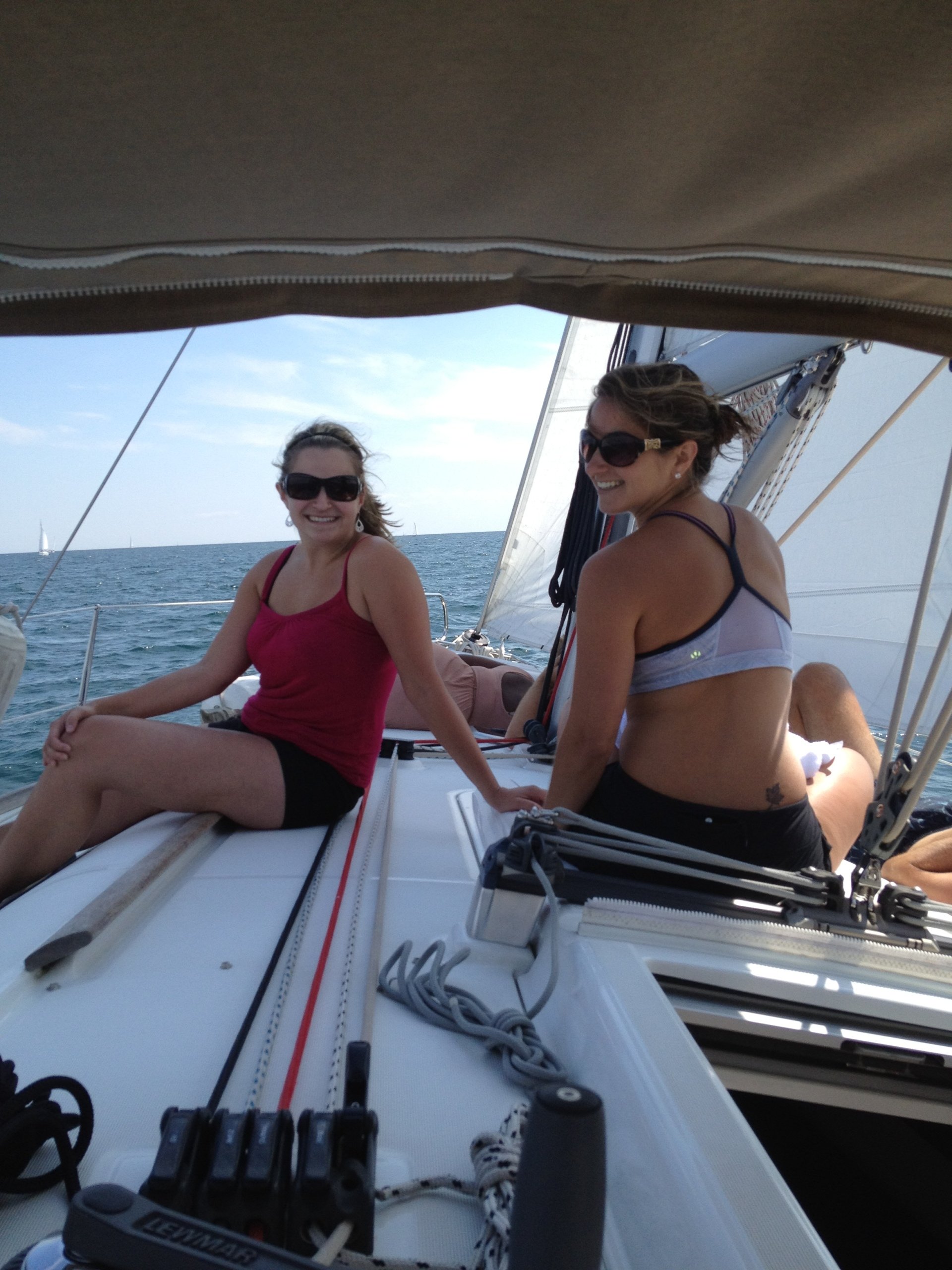 Two girls on a yacht