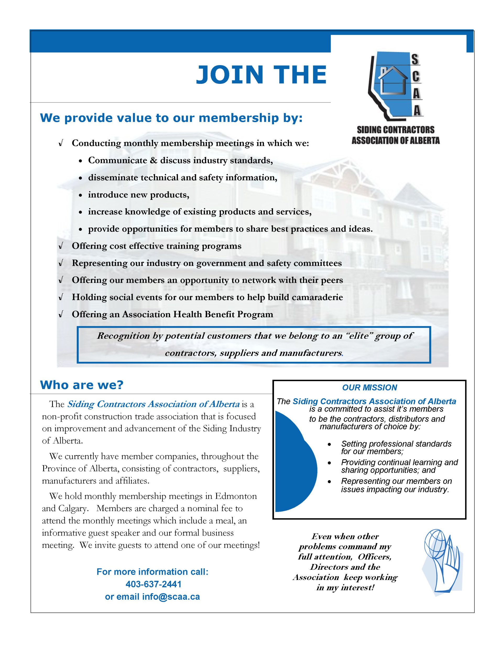 Membership Application Siding Contractors Association of Alberta
