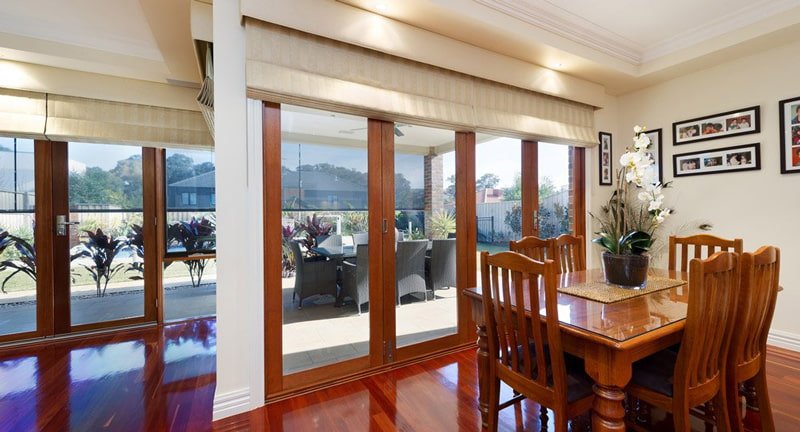 dining area with window view