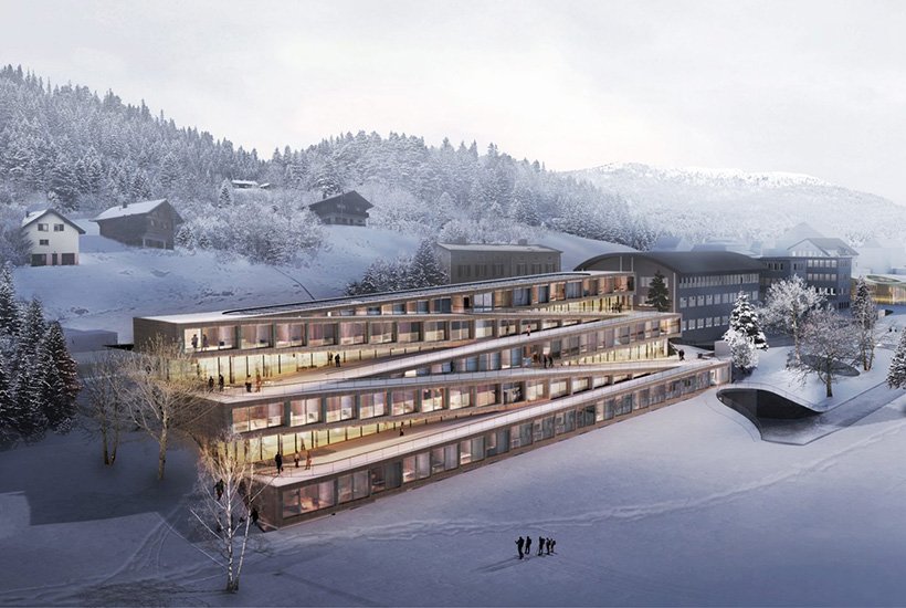skiing hotel using diagonal design