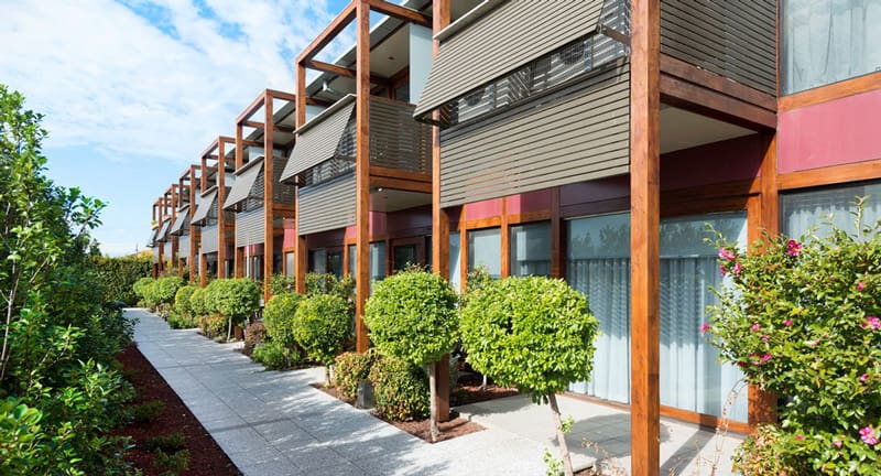office building with balcony