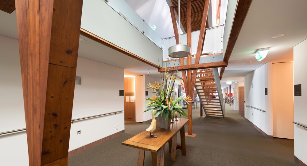 open reception area in office building