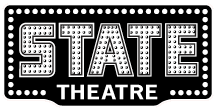 A black and white logo for the state theatre.