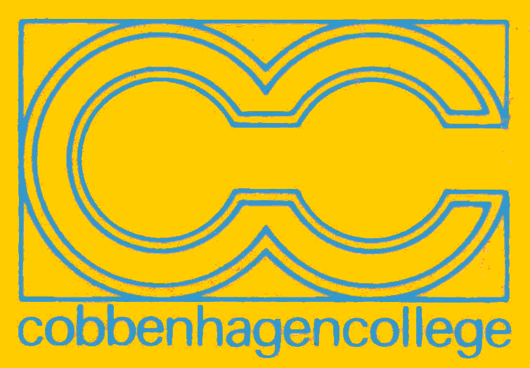 Geel logo met blauwgroene omtrek: 