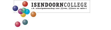Logo voor Isendoorn College met een reeks kleurrijke bollen.