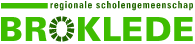 Groen logo voor regionale scholengemeenschap BROKLEDE met het woord in grote groene letters en een groene balk.