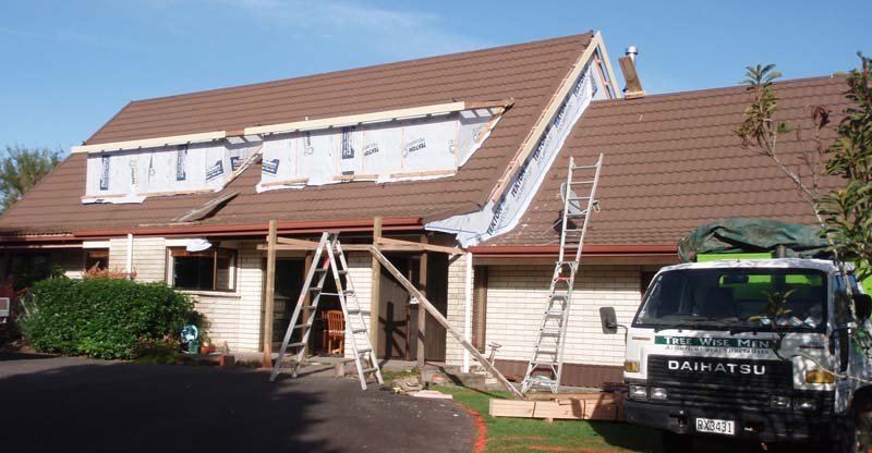 Exterior of the house during renovation
