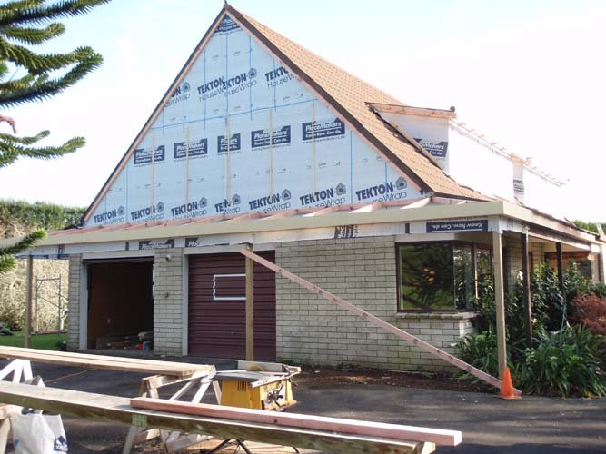 Exterior of the house during renovation
