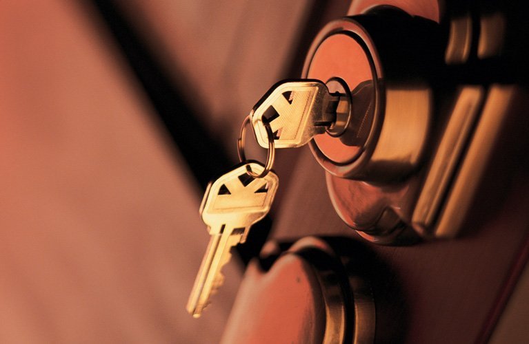 house key in door lock