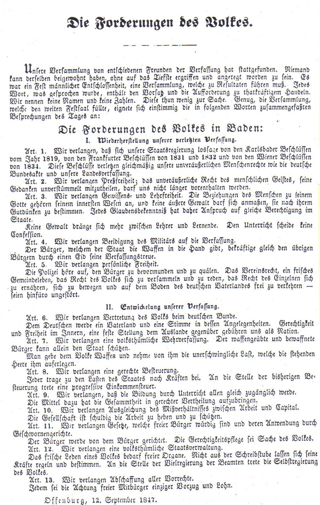 Die zukünftige Verfassung für den Staat Preußen und welche Inhalte