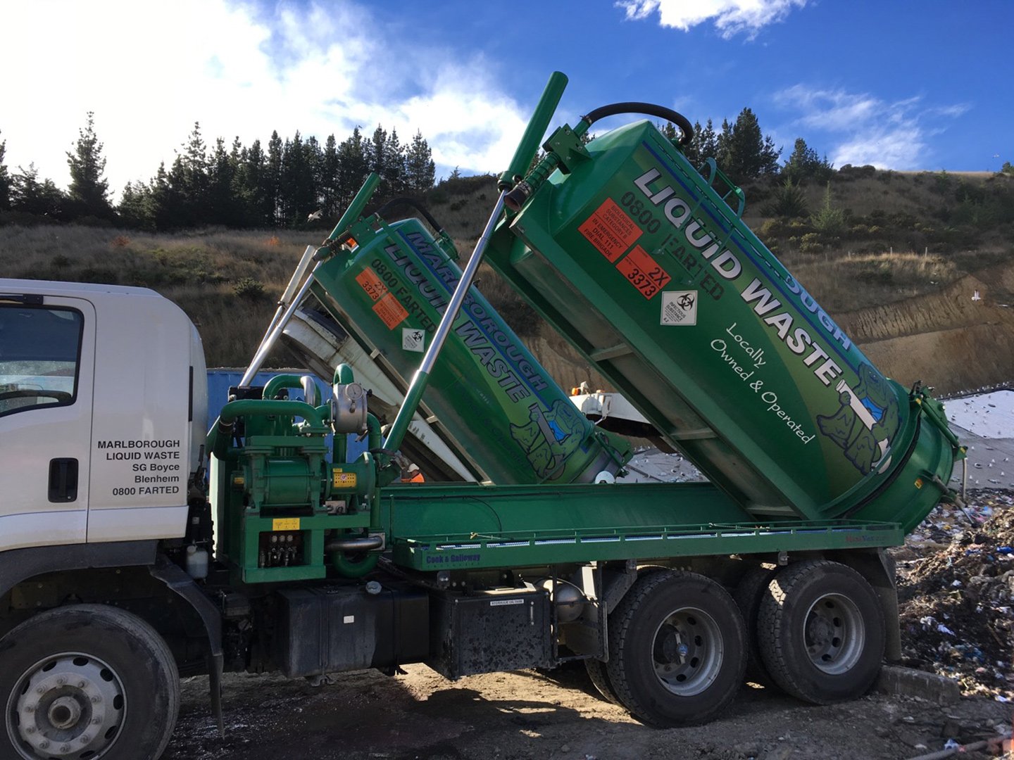 View of liquid waste removal truck