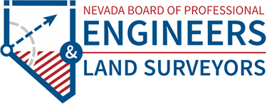 Logo of Nevada Board of Professional Engineers & Land Surveyors featuring a Nevada outline with engineering symbols.