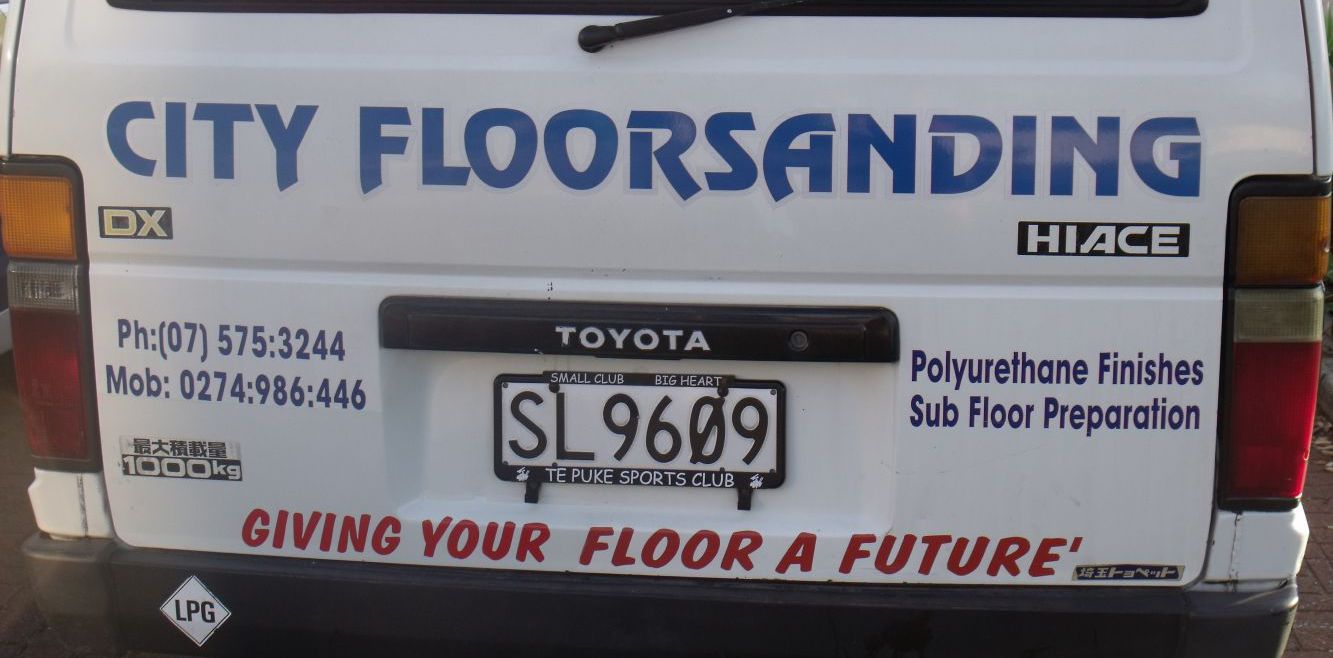The back of our floor restoration van in the Bay of Plenty