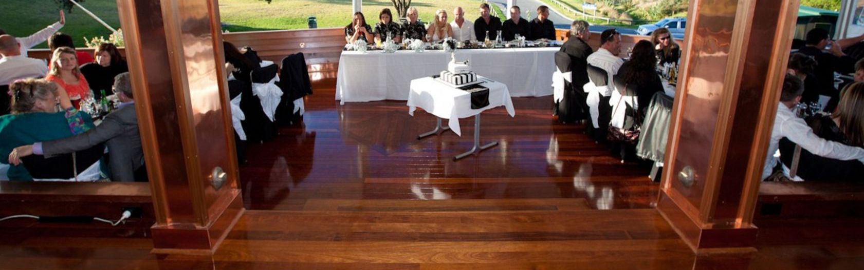 A wedding reception in the Bay of Plenty after one of our timber floor finishes
