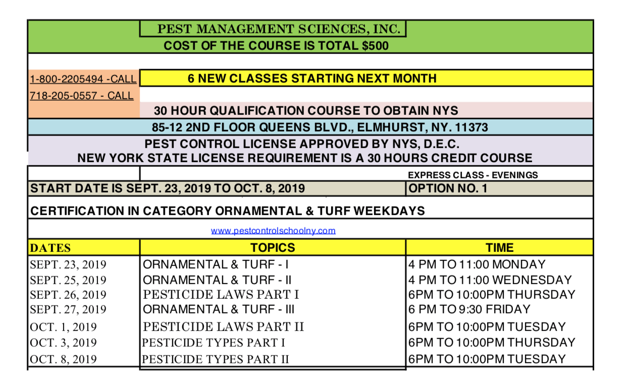 Pest Control School Bronx, NY & Brooklyn, NY Pest Control School