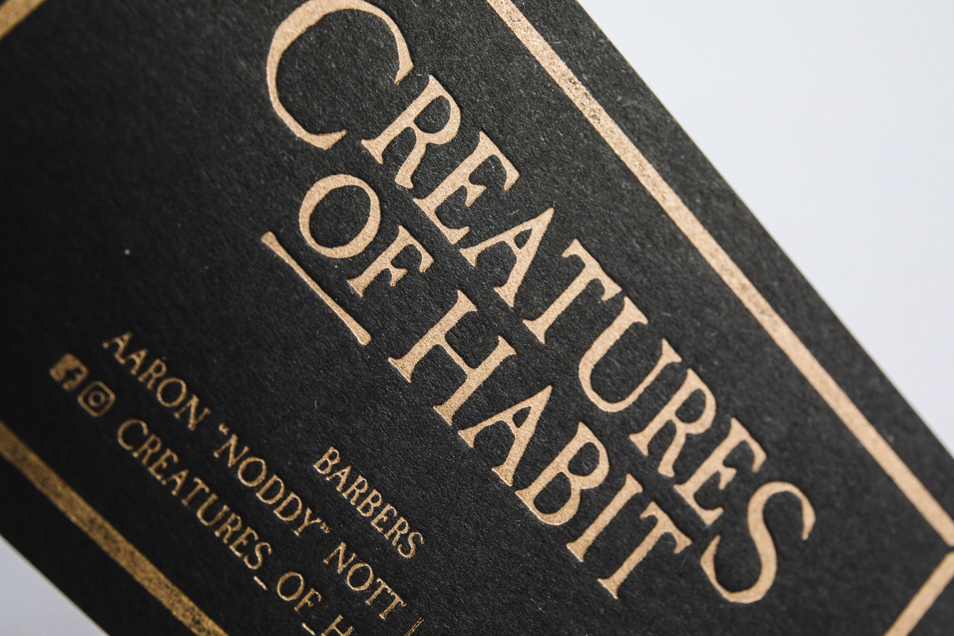 Creatures of Habit business cards designed by Vanilla Hayes creative graphic design  studio in Blenheim, Marlborough, New Zealand