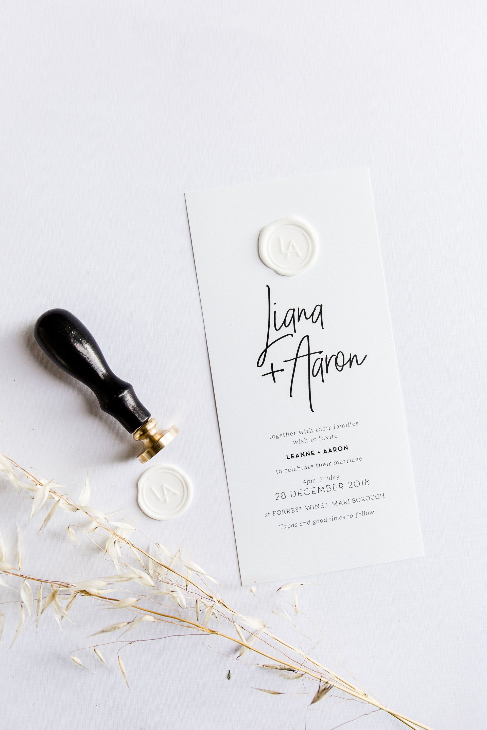 Wedding Invitations designed by Vanilla Hayes creative graphic design  studio in Blenheim, Marlborough, New Zealand