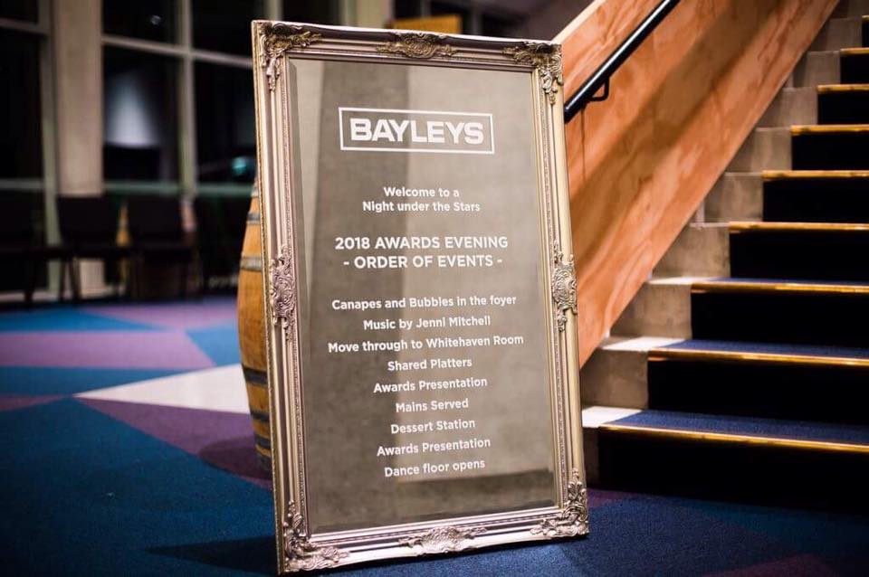 Welcome Sign for Bayleys Marlborough Awards evening  designed by Vanilla Hayes creative graphic design  studio in Blenheim, Marlborough, New Zealand