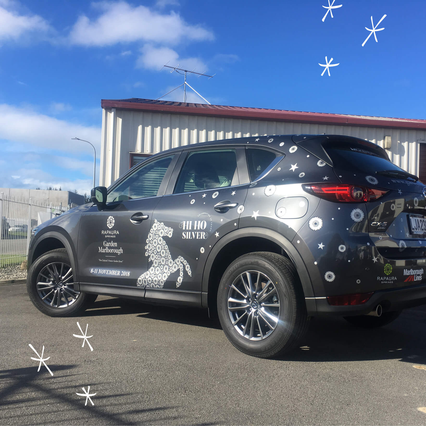 Garden Marlborough Car decals designed by Vanilla Hayes creative graphic design  studio in Blenheim, Marlborough, New Zealand