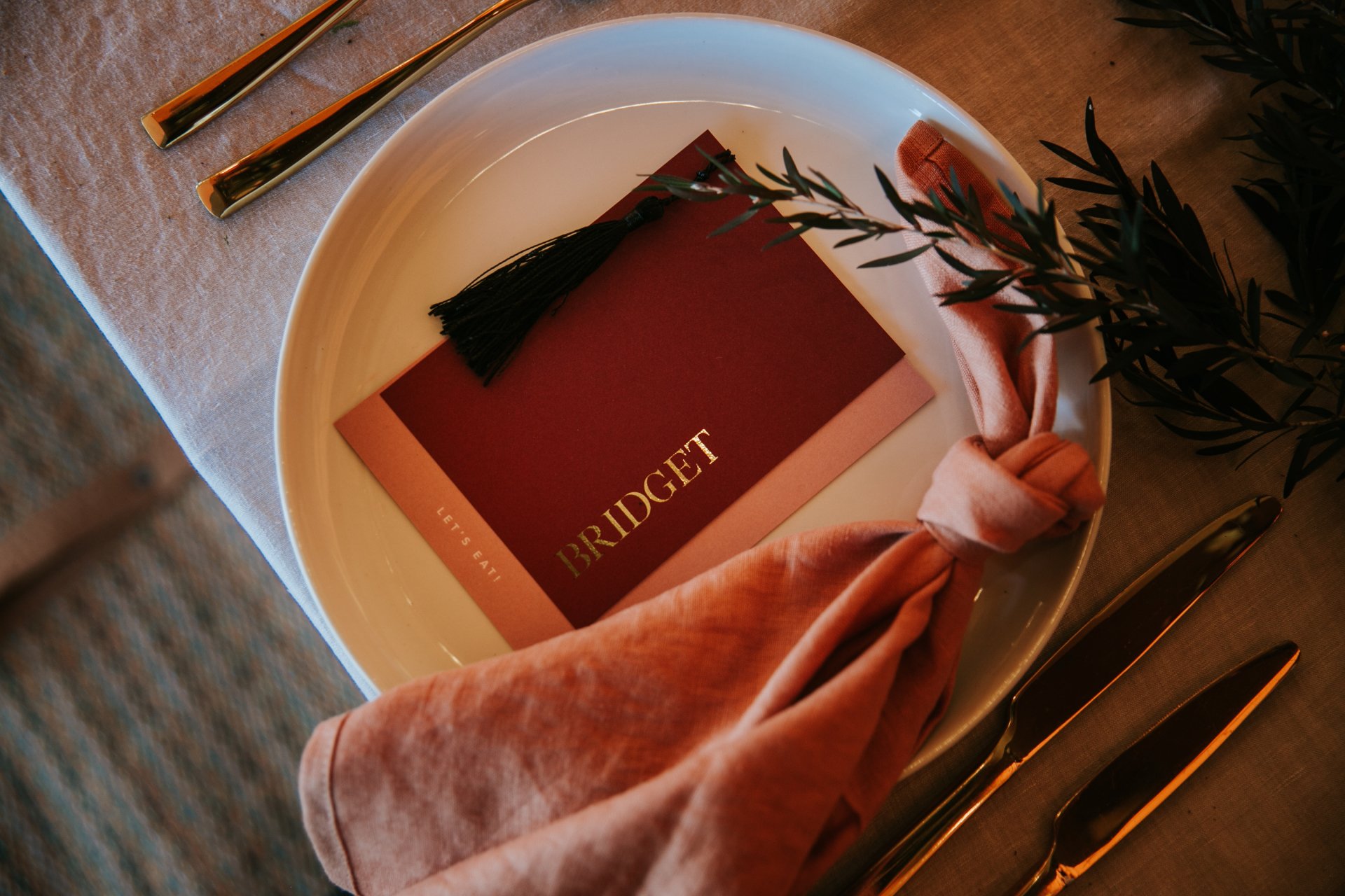 Wedding Table Place Name and Menu Designed by Vanilla Hayes creative graphic design  studio in Blenheim, Marlborough, New Zealand