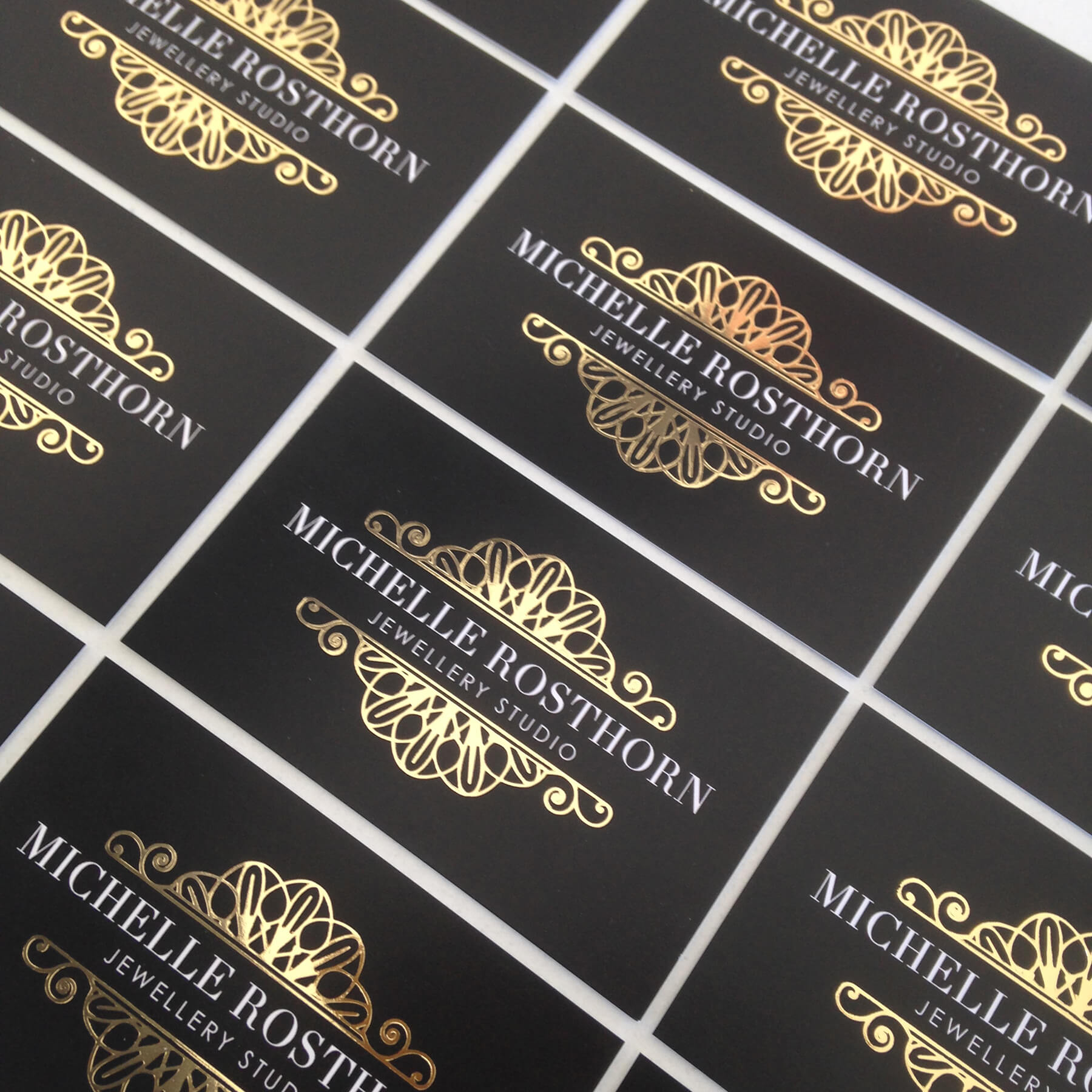 Michelle Rosthorn Jewellery business cards designed by Vanilla Hayes creative graphic design  studio in Blenheim, Marlborough, New Zealand