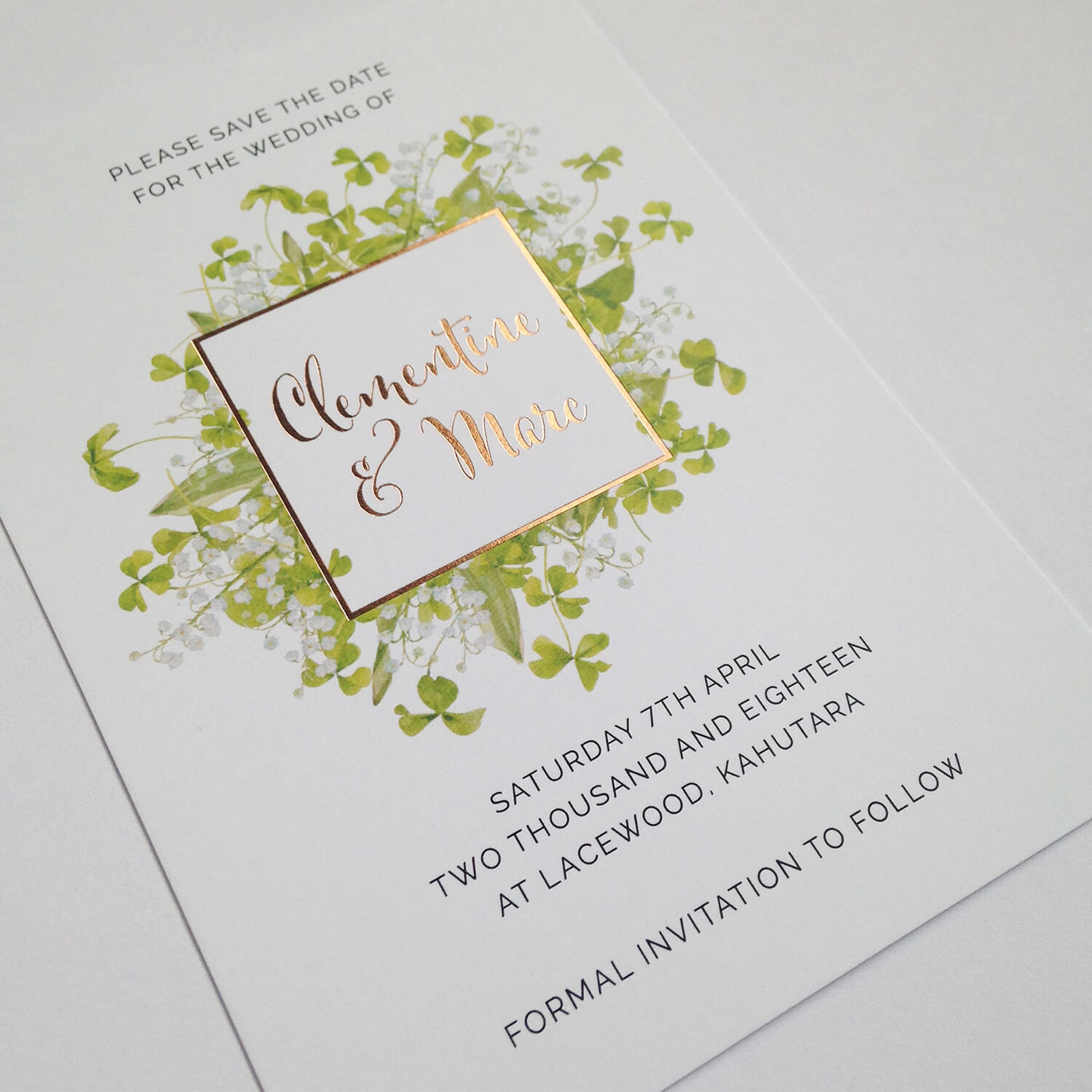 Save the date wedding invitations designed by Vanilla Hayes creative graphic design  studio in Blenheim, Marlborough, New Zealand