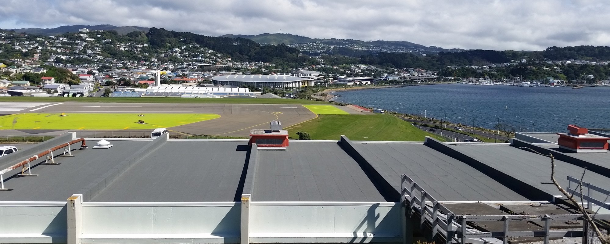Town view above a roof