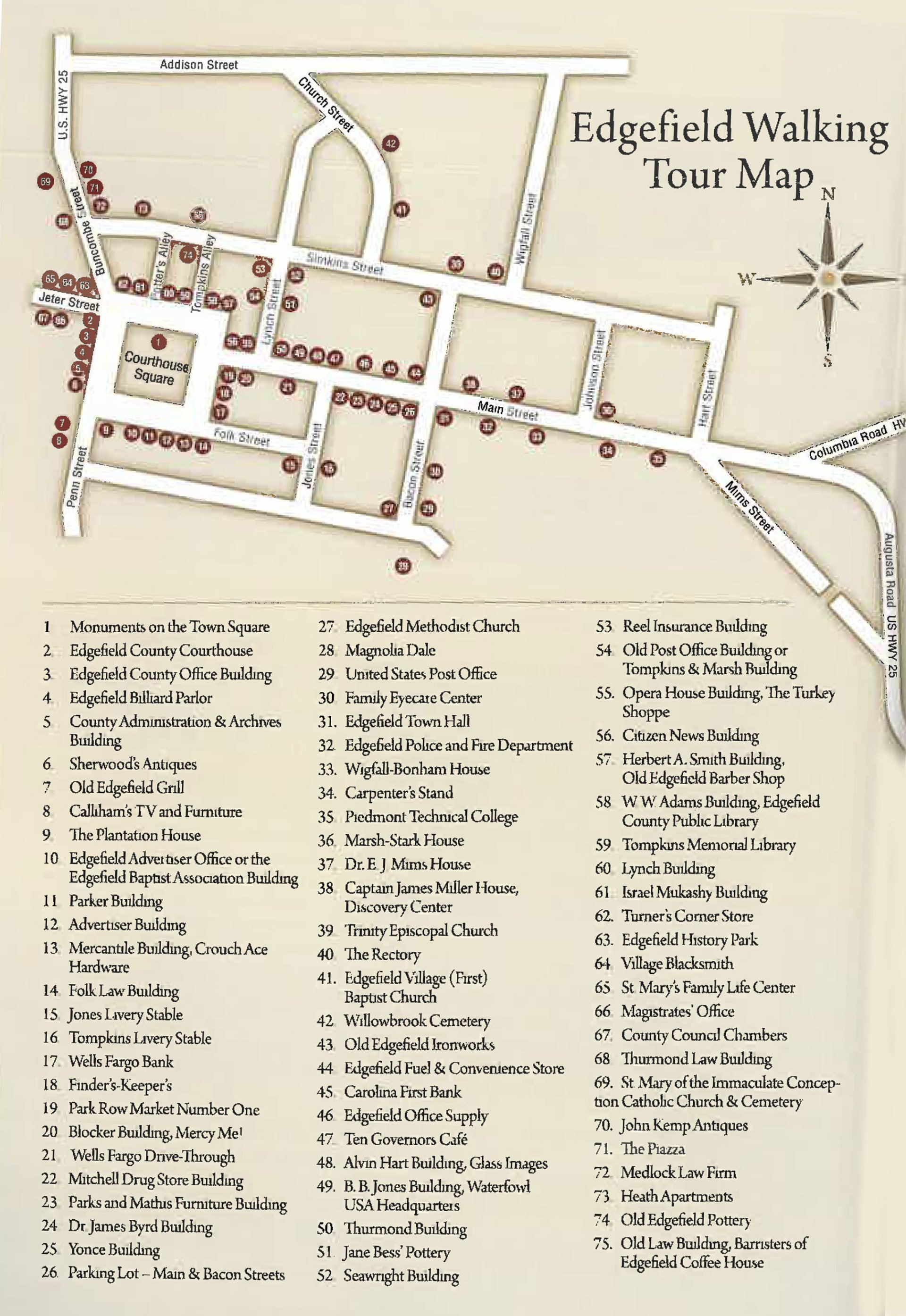 Edgefield County Historical Society Edgefield, SC Walking Tour of