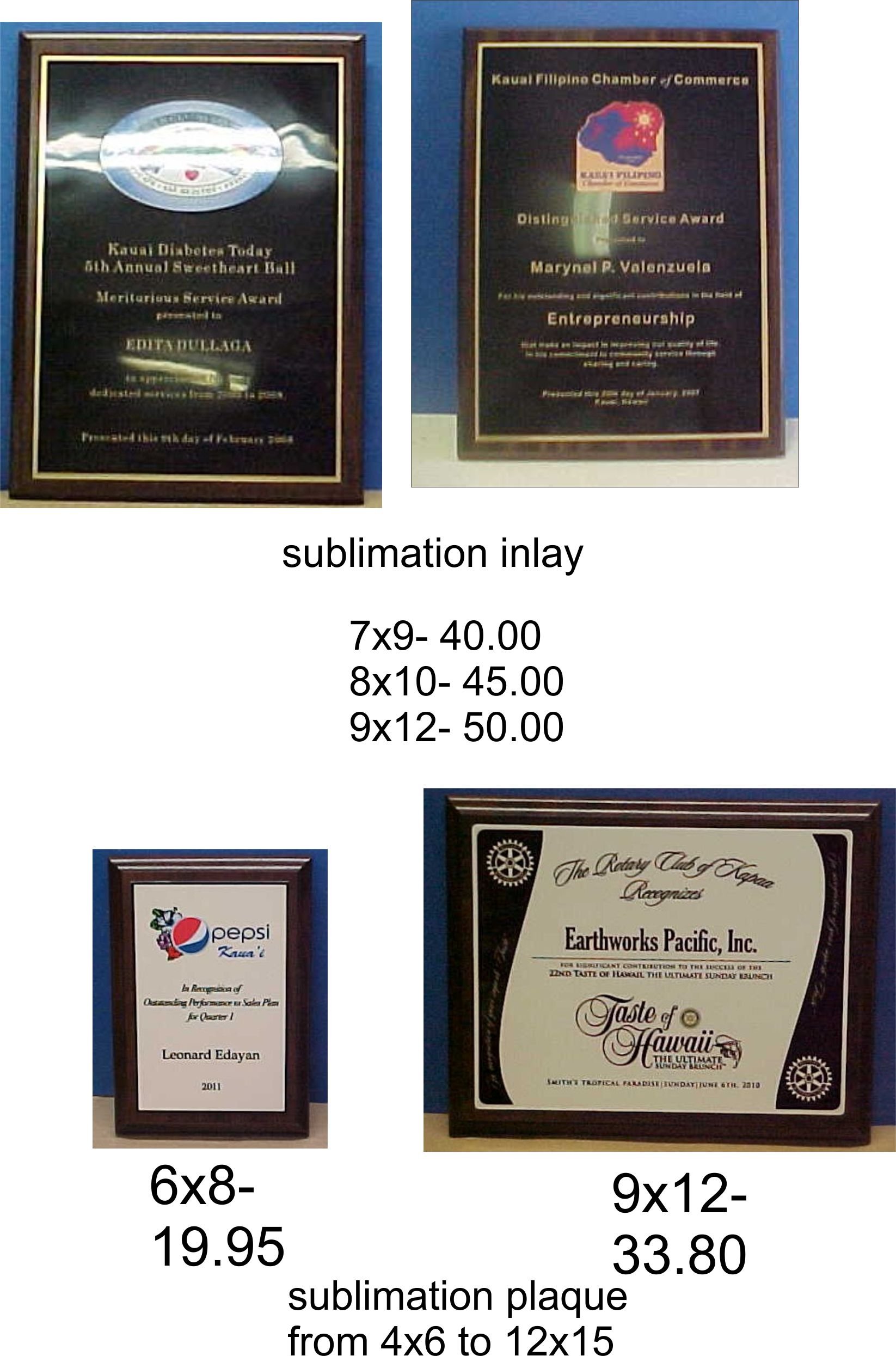 Certified Plaques in Kalaheo, Hawaii