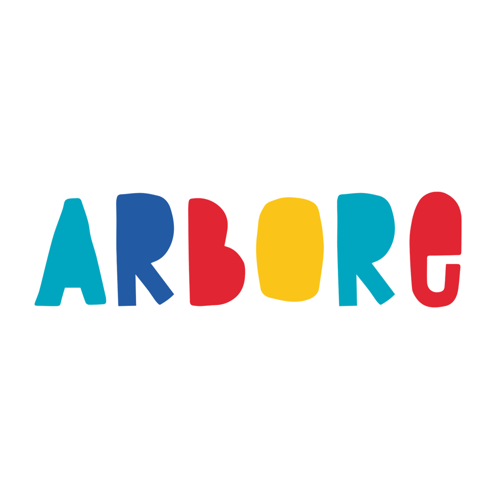 A colorful logo that says arborg on a white background