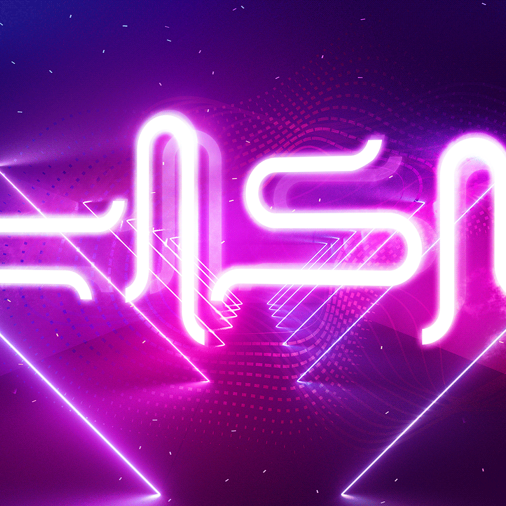 It looks like a neon sign that is glowing in the dark.