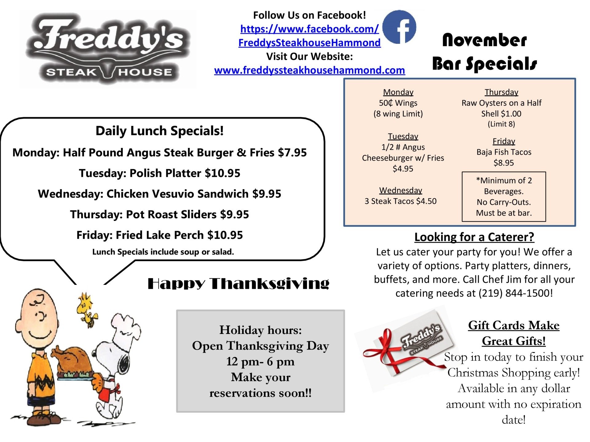 Specials Hammond, IN Freddy’s Steakhouse