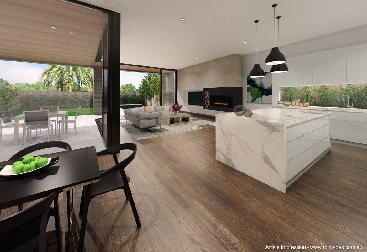 modern home interior artist rendering