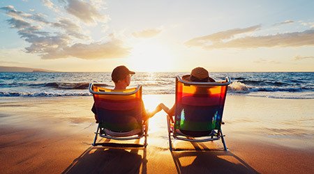 Couple relaxing on beach