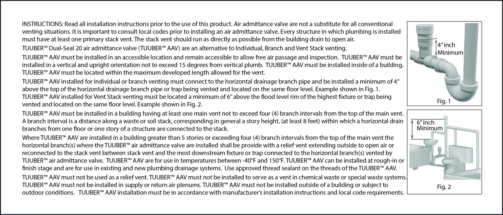 TUUBER™ air admittance valve instructions