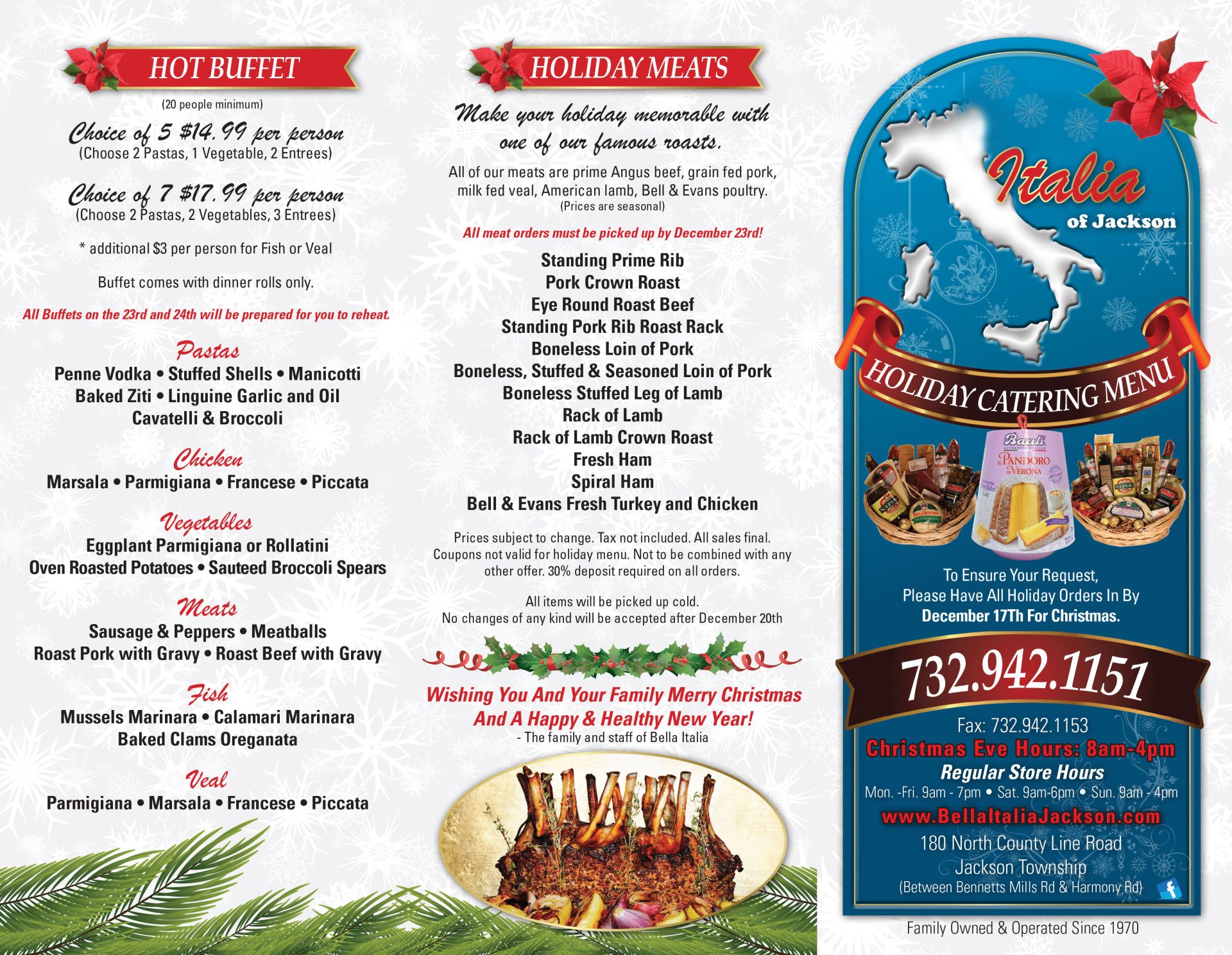 Holiday Italian Food Jackson, NJ Bella Italia Pork Store & Catering