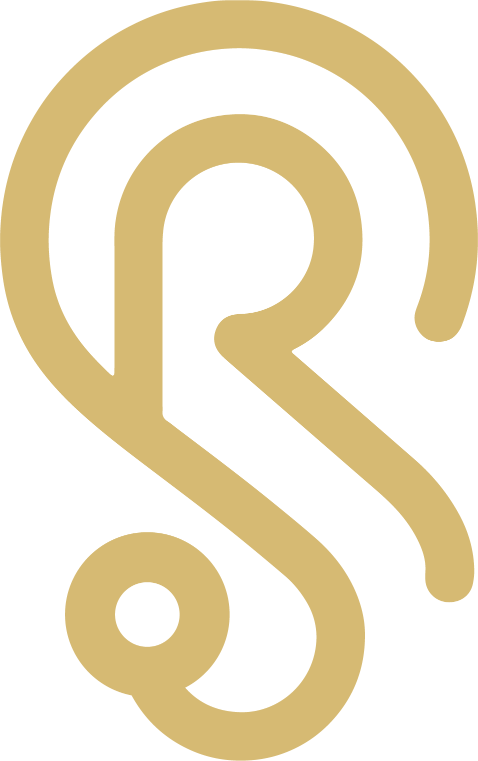 Gold monogram of the letters 