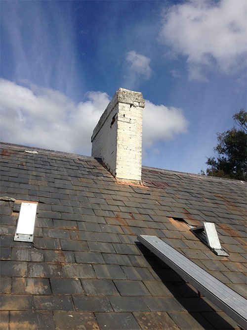 chimney removal and chimney restoration heritage slate roofing hobart australia
