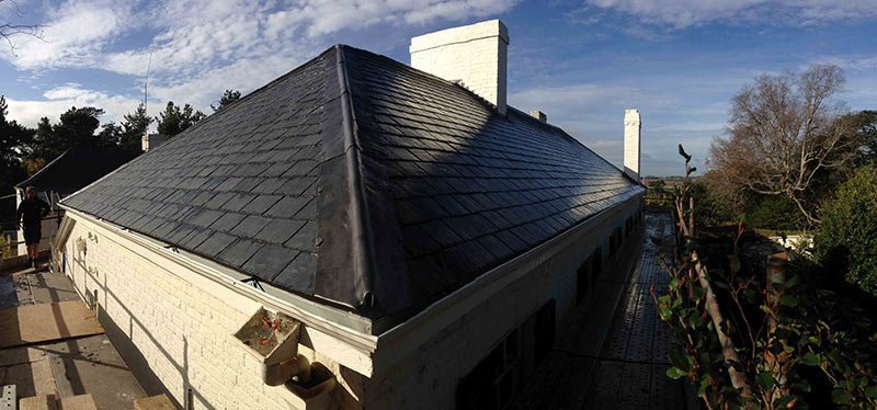 New welsh heather grey slate roof Brickendon estate Longford Heritage and slate roofing Hobart Australia