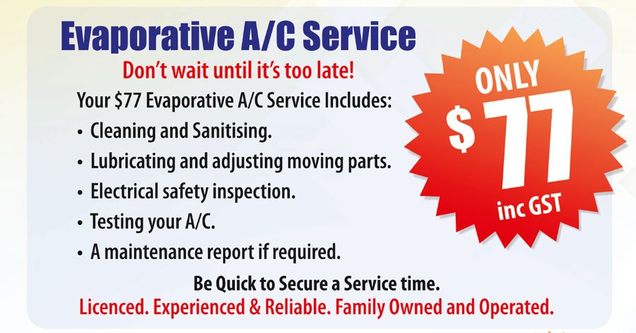 evaporative air conditioning service special