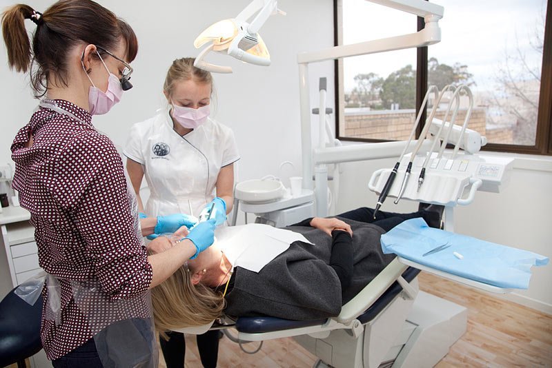 dentist and assistant at work