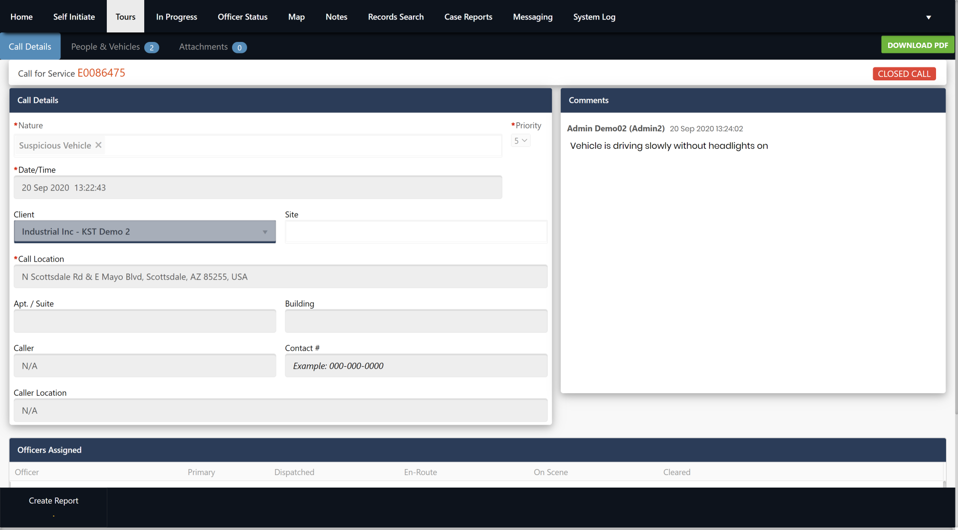 Self Initiate A Call For Service