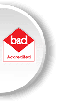 the roller door man nq pty ltd b and d accredited logo