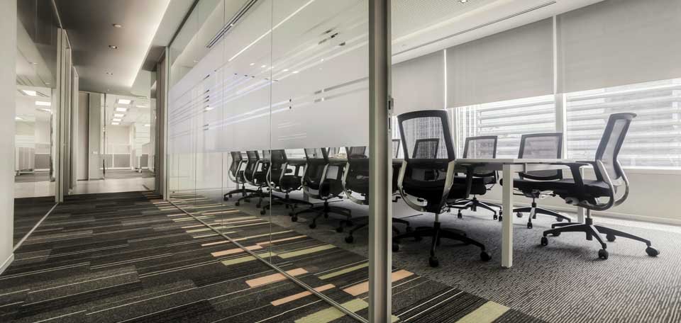 work boardroom in grey colouring