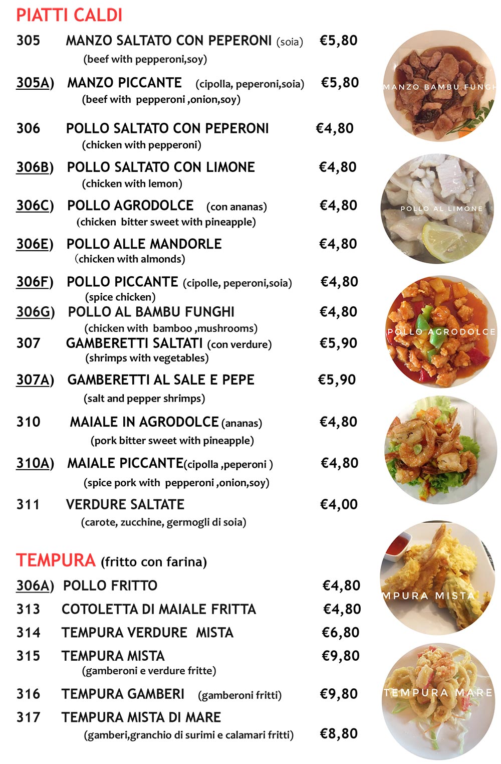 Menù cinese e giapponese da asporto Modena Ristorante Ginger