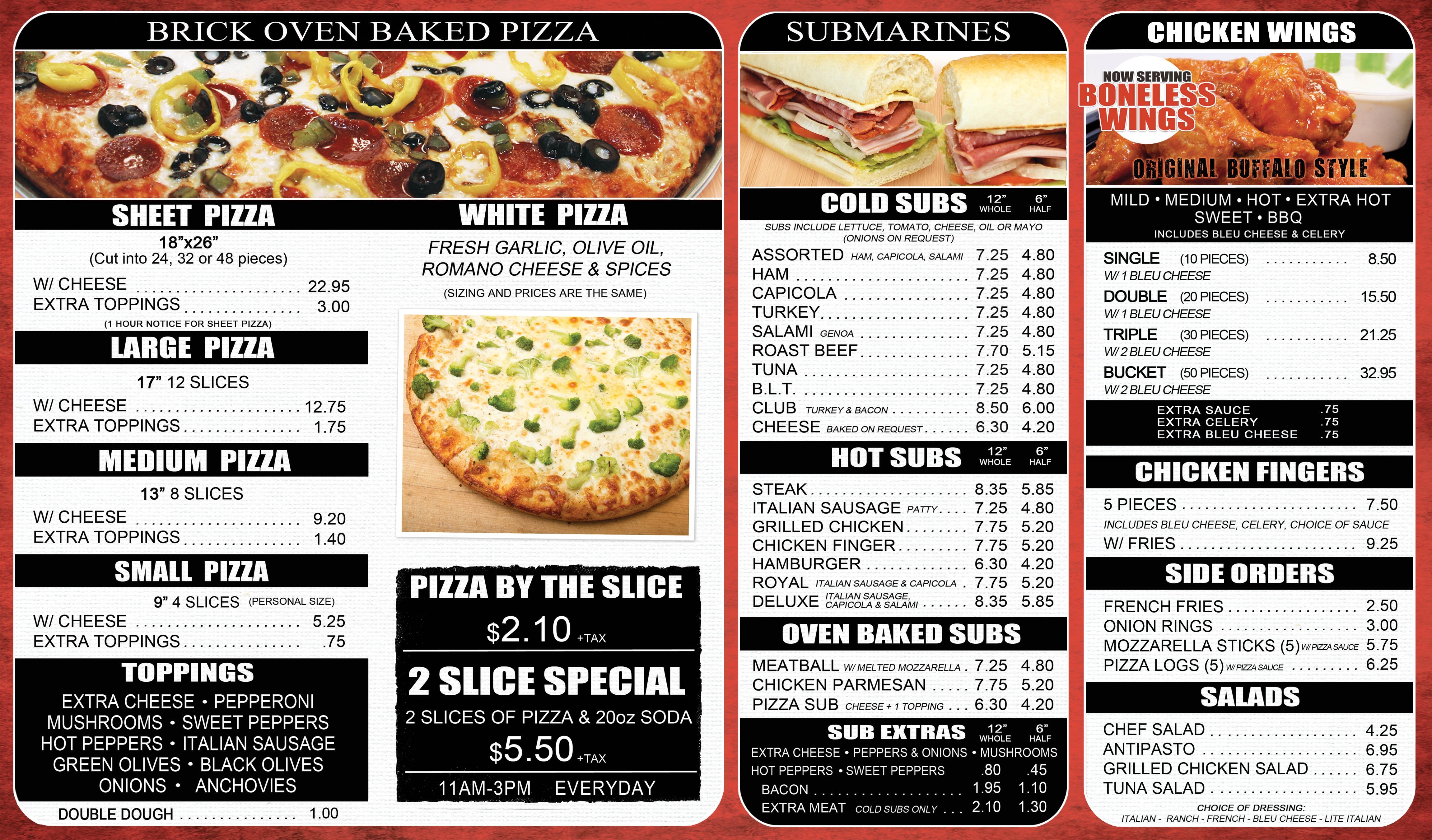 Carbones Pizzeria menu Alden
