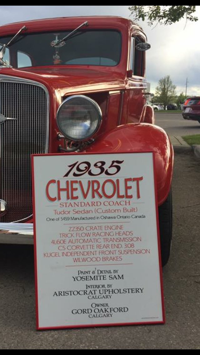 1935 Chevy Truck Car Show Sign