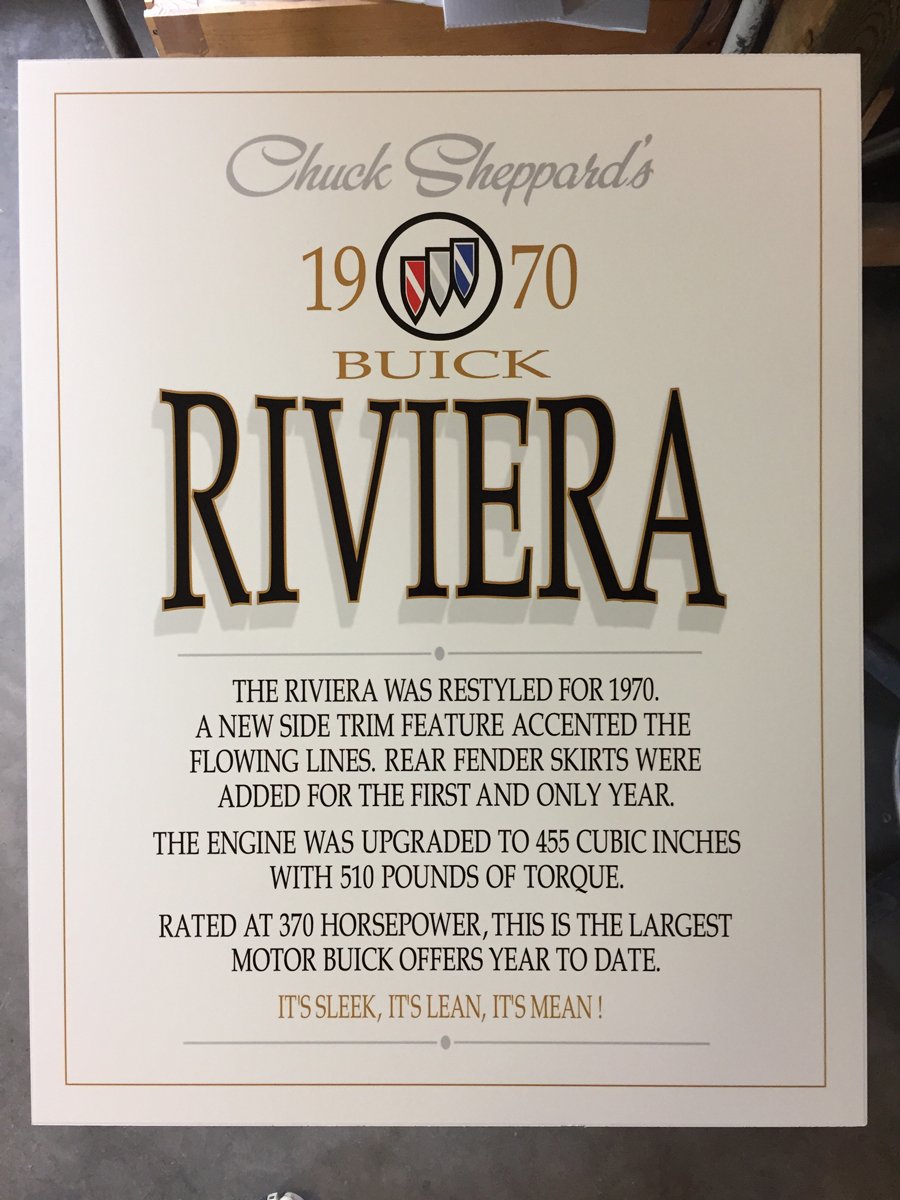 1970 Buick Riviera Show Sign